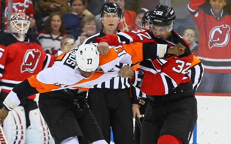 Flyers-Devils Game Features Four Fights