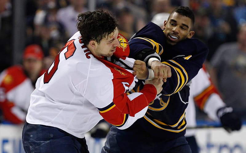 Evander Kane and Alex Petrovic Fight Three Times