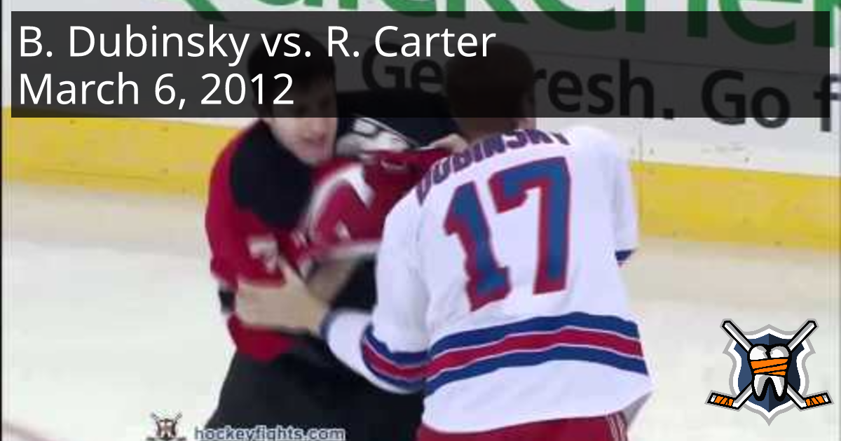 Brandon Dubinsky Vs. Ryan Carter, March 6, 2012 - New York Rangers Vs ...