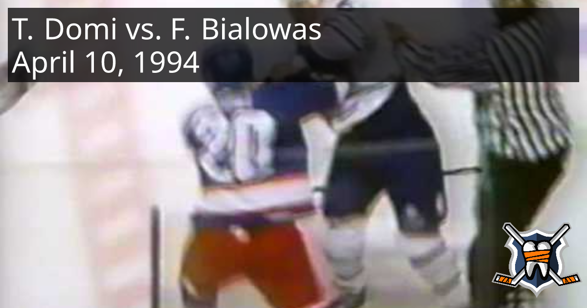 Tie Domi vs. Frank Bialowas, April 10, 1994 - Winnipeg Jets vs. Toronto ...