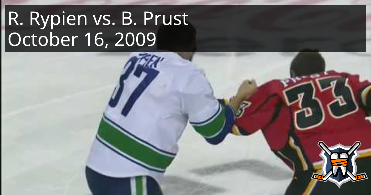 Rick Rypien vs. Brandon Prust, October 16, 2009 - Vancouver Canucks vs ...