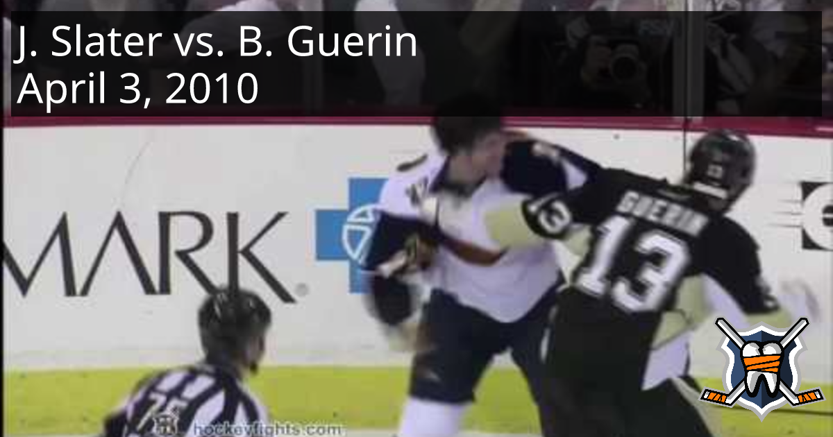 Jim Slater Vs. Bill Guerin, April 3, 2010 - Atlanta Thrashers Vs ...