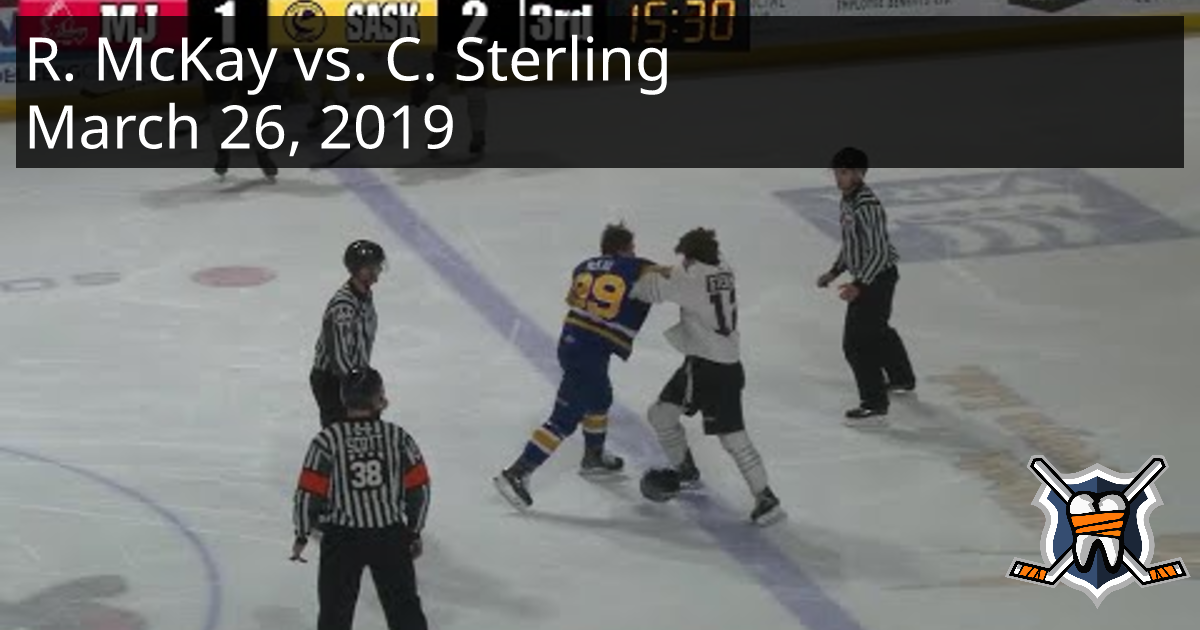 Riley McKay Vs. Cameron Sterling, March 26, 2019 - Saskatoon Blades Vs ...