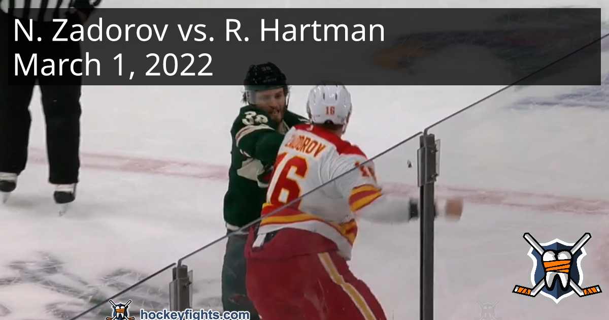 Nikita Zadorov Vs. Ryan Hartman, March 1, 2022 - Calgary Flames Vs ...