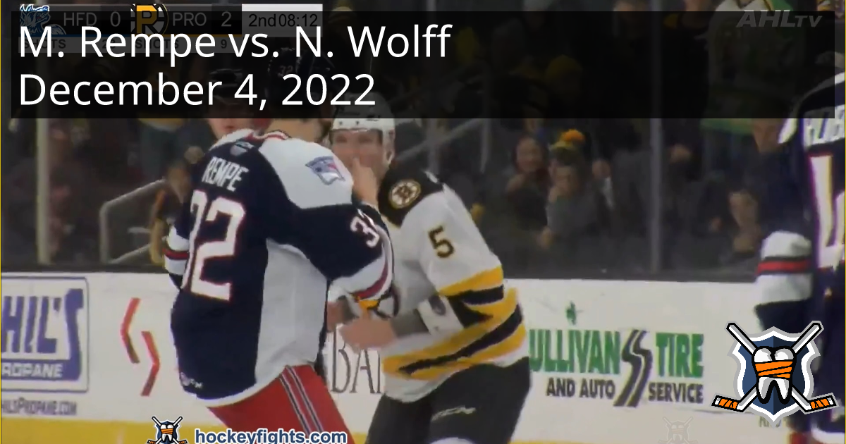 Matt Rempe Vs. Nick Wolff, December 4, 2022 - Hartford Wolf Pack Vs ...