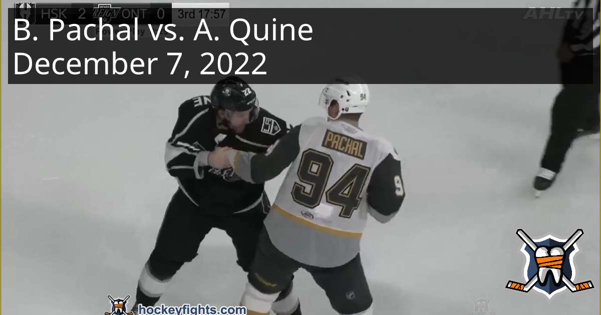 Brayden Pachal Vs. Alan Quine, December 7, 2022 - Henderson Silver ...