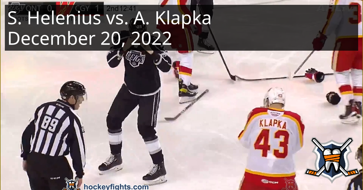 Samuel Helenius vs. Adam Klapka, December 20, 2022 - Ontario Reign vs ...