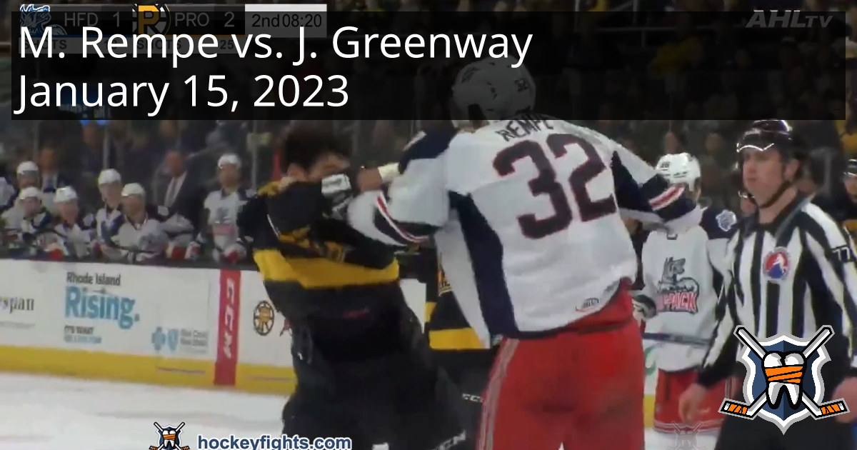 Matt Rempe Vs. J.D. Greenway, January 15, 2023 - Hartford Wolf Pack Vs ...