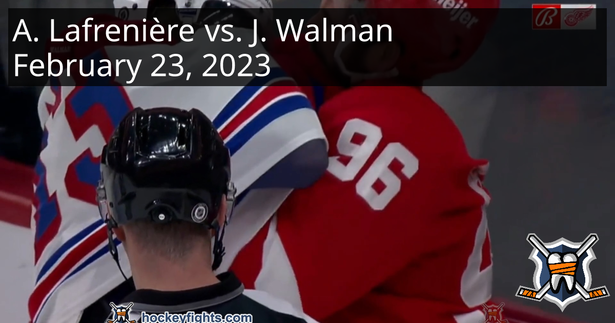 Alexis Lafrenière Vs. Jake Walman, February 23, 2023 - New York Rangers ...