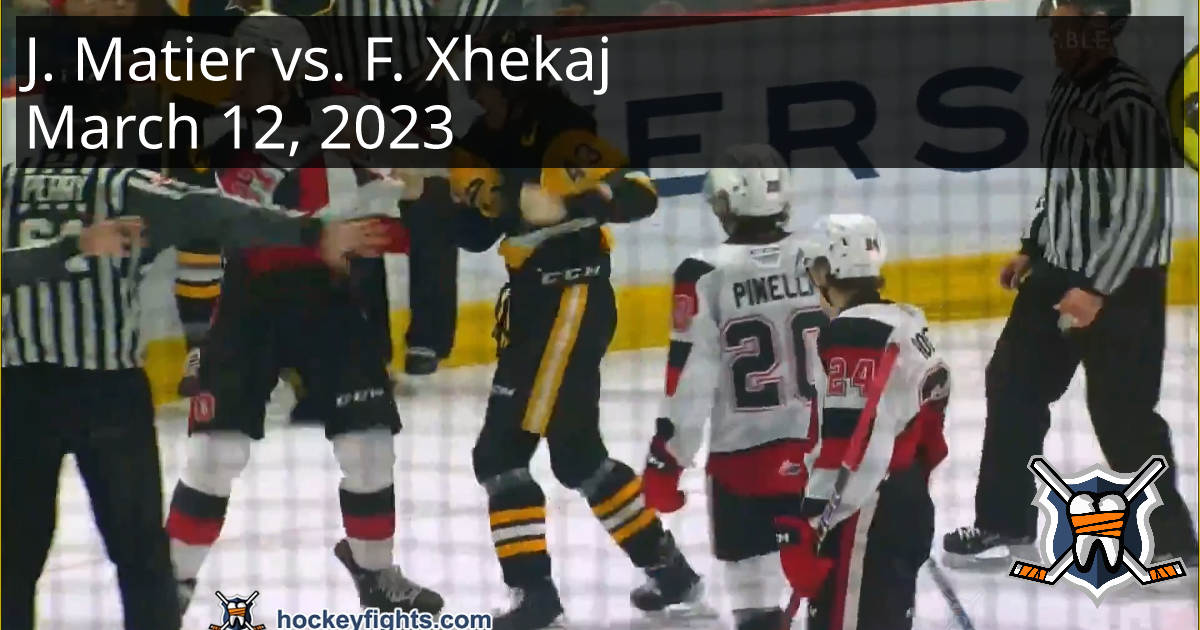 Jack Matier Vs. Florian Xhekaj, March 12, 2023 - Ottawa 67's Vs ...