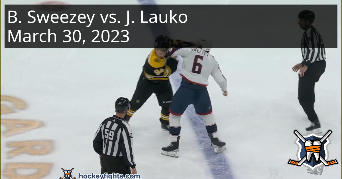 Billy Sweezey Vs. Jakub Lauko, March 30, 2023 - Columbus Blue Jackets ...