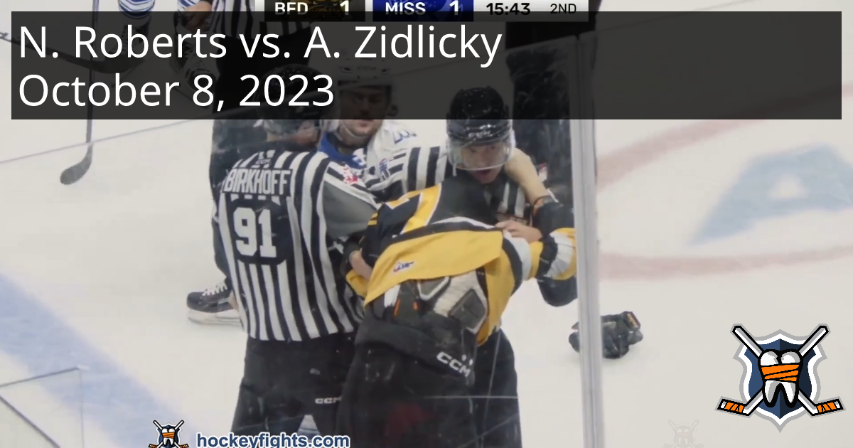 Noah Roberts vs. Adam Zidlicky, October 8, 2023 - Brantford Bulldogs vs ...