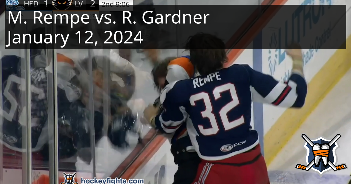 Matt Rempe Vs. Rhett Gardner, January 12, 2024 - Hartford Wolf Pack Vs ...