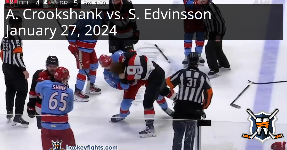 Angus Crookshank Vs. Simon Edvinsson, January 27, 2024 - Belleville ...