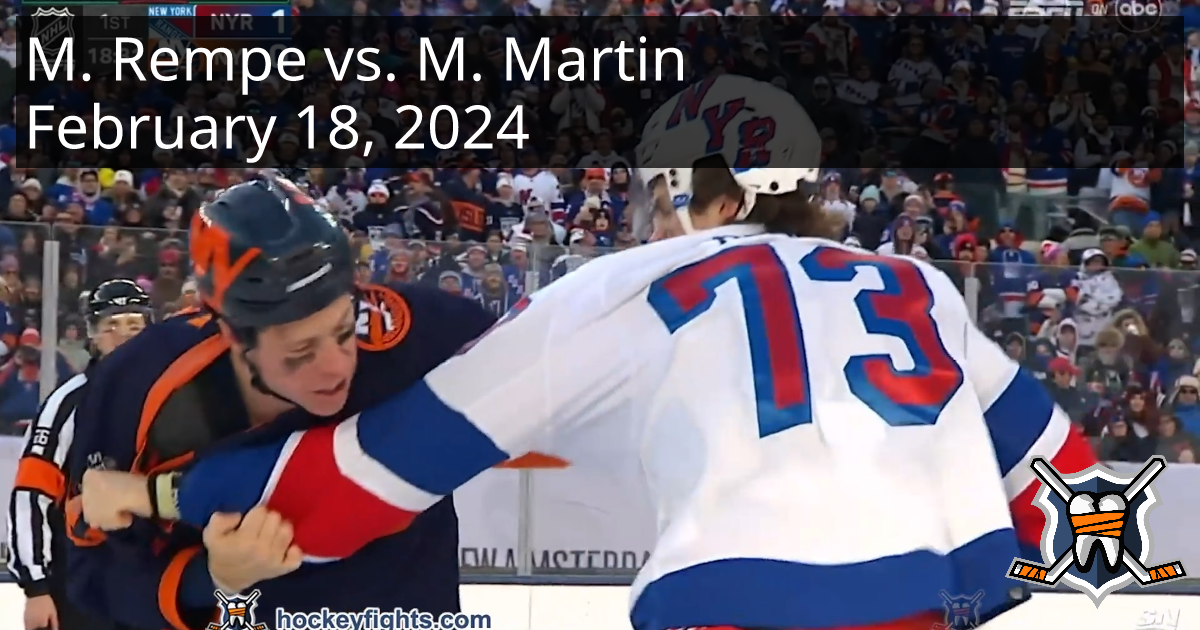 Matt Rempe Vs. Matt Martin, February 18, 2024 - New York Rangers Vs ...