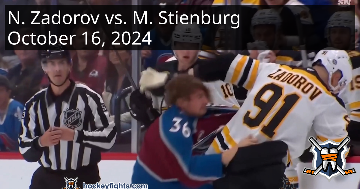 Nikita Zadorov Vs. Matthew Stienburg, October 16, 2024 - Boston Bruins ...